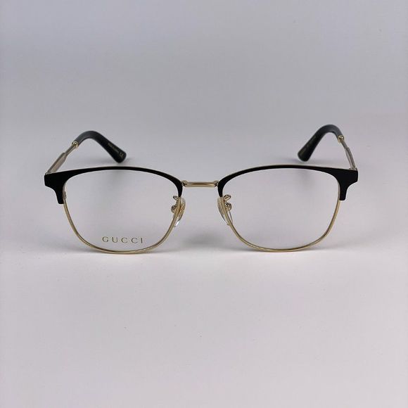 Gucci GG0609OK 001 Eyeglasses Gold Black Metal Square Men - Picture 1 of 9